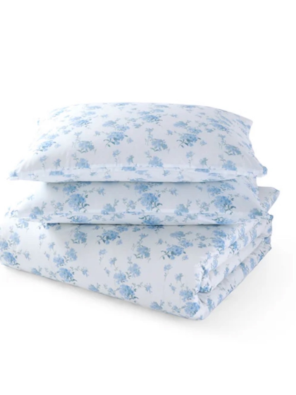 LoveShackFancy Floral Duvet Cover + Sham Set 100% Cotton Blue Queen